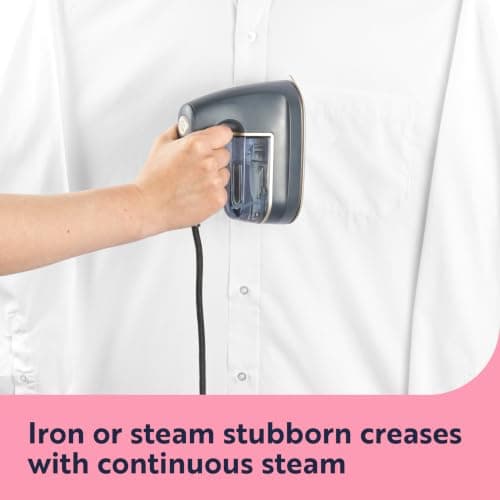 Beldray BEL01610 2 in 1 Iron & Garment Steamer - Mini Travel Iron, Single Temperature, Use on All Fabrics, Heatproof Storage Base, Non-Stick Ceramic Soleplate, 100ml Water Tank, 1200W, Platinum/Grey — view 5