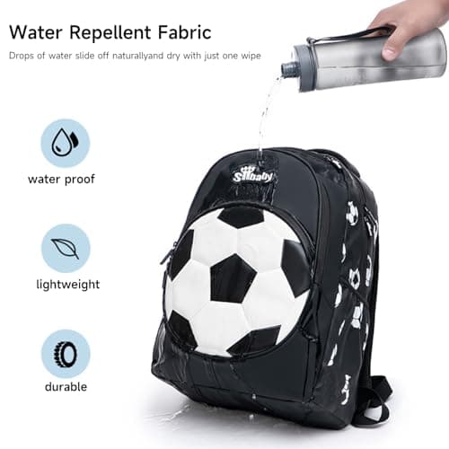 FYKTIK Football School Backpack for Boys, Kids Laptop Rucksack with Water Resistant Oxford Fabric, Lightweight Casual Daypack for School, Travel, Camping and Outdoor Activities, Gold — view 2