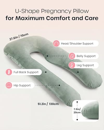 Nuliie Pregnancy Pillow for Sleeping, U Shaped (Green) — view 2