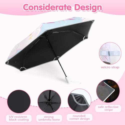 Decalsweet Kids Folding Umbrella,Windproof Automatic UV Umbrella Princess — view 6