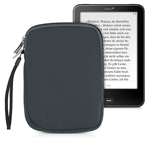 kwmobile Neoprene e-Reader Pouch Size 6" eReader - Universal eBook Sleeve Case with Zipper - Grey