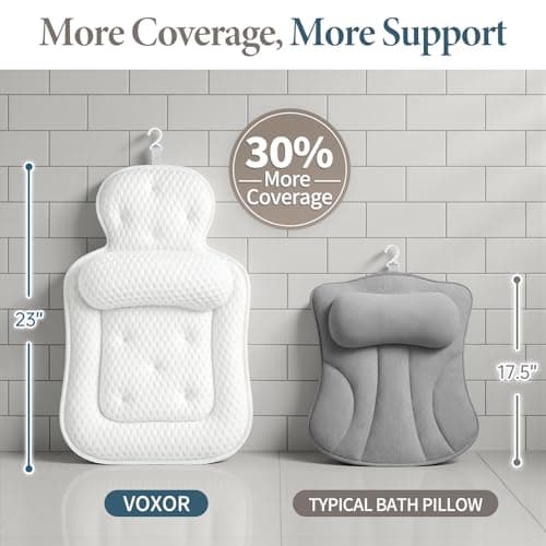 Bath Pillows for Tub, Comfortable Bathtub Cushion for Head and Neck with Soft 3D Mesh Fabric and 54 Non-Slip Suction Cups, Relaxing Tub and Shower Accessories Spa Gift White Standard — view 6