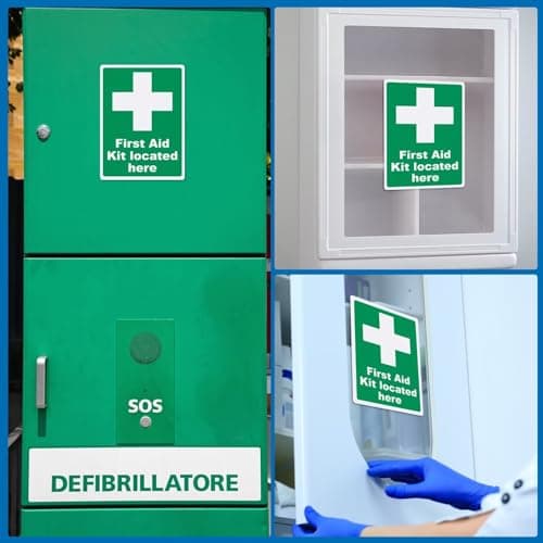 First Aid Kit Located Here Signs, 5 Pack, 200x150mm Vinyl Safety Stickers — view 6