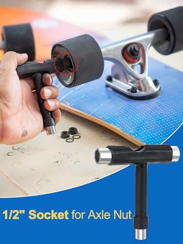 YOUSHARES Skateboard Tool, T-Bone Roller Skate Tool new, Multi T Tool For Skateboard T-type Tool (Black) — view 3