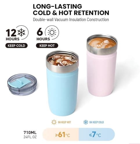 Klaraber Coffee Cup Travel Mug, Travel Coffee Mug, Coffee Travel Cup, 24oz — view 4