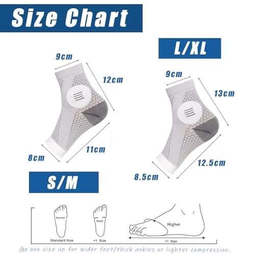 2 Pair Compression Socks, Functional Aid Socks for Neuropathy Pain Relief, Foot Pain Relief, and Improved Circulation, Ankle Compression Socks for Men Women, Grey (S/M) — view 2