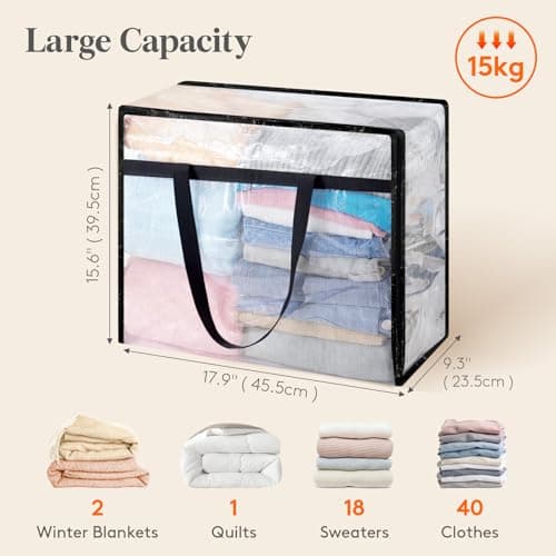 Lifewit 2 Pack Clear Clothes Storage Bag, 40L Comforter Bag with Zipper — view 2