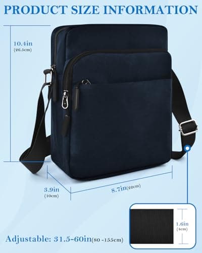 BROTOU Large Unisex Crossbody Shoulder Bag, Waterproof Chest Bag with Wide Adjustable Strap, Casual Chest Sling Bag, Travel Hiking Daypack (Blue) — view 5
