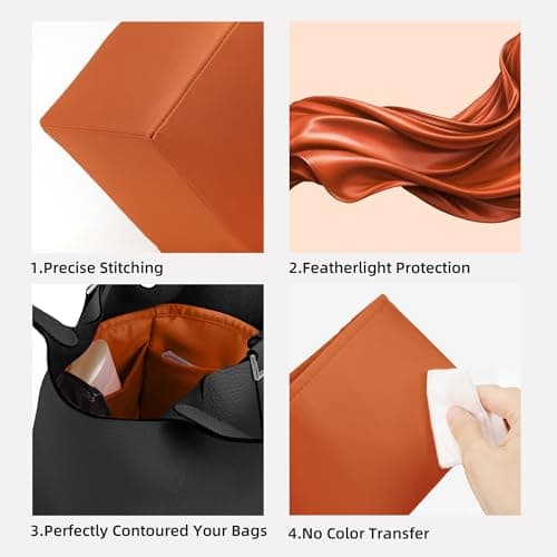 DGAZ Silk Purse Organizer Fits picotin18/22Bags, Silky Smooth, Luxury Handbag Tote in Women Bag Shapers (Feu Orange, PC22) — view 4