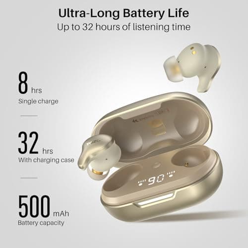 TOZO Golden X1 Wireless Earbuds Balanced Armature Driver and Hybrid Dynamic Driver, Bluetooth Headphones OrigX Pro, LDAC & Hi-Res Audio, Environment & Active Noise Cancellation Headset Champagne — view 5