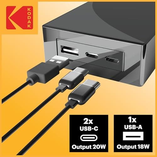 KODAK 20000mAh Power Bank Fast Charging Portable Charger, Flight-Safe 77Wh — view 6
