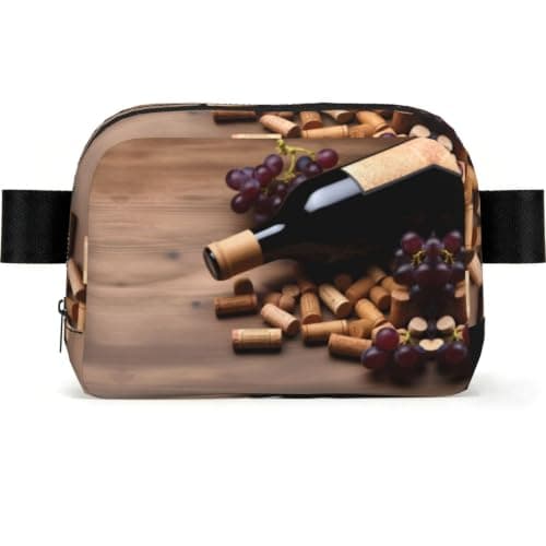 Yoga Meditation Fanny Pack Crossbody Waist Bag Pack Waterproof Mini Belt Bag Bum Hip Bag for Men Women, Wine Bottle Corks Grapes, One Size