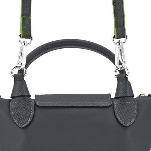 QIUTIMIY Leather Handbag Strap, Shoulder Bag Straps Replacement For Longchamp Purse Bags, Crossbody Adjustable Shoulder Strap(Graphite Gray-Sliver) — view 4