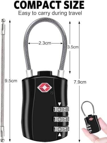 Suitcase Locks BeskooHome Luggage Locks - TSA Approved Luggage Locks, Zinc Alloy Security Padlock, 3-Dial Combination Travel Padlock for Luggage, Suitcases, Backpacks, Laptop Bag, etc.- 2 Pack — view 2