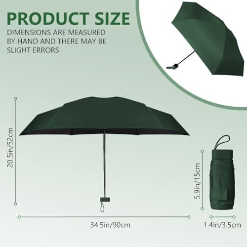 Aolso Travel Umbrella, 6 Ribs Mini Umbrella Small UV Umbrella, Folding Sun Umbrella Windproof Rain Umbrella with Capsule Case, Folding Travel Umbrella Portable Pocket Umbrella for Men Women (Green) — view 2