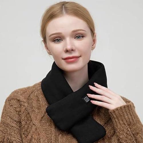 Heated Scarf,Winter Electric Heated Neck Scarf,USB Charging Heating Scarf with 3 Heating Levels,Neck Heating Pad for Pain Relief Thermal Neckerchief,Winter Gift for Men Women Outdoor Skiing(Black) — view 3