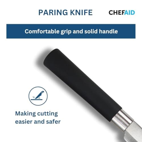 Chef Aid Stainless Steel Paring Knife, 3 Inch – Soft Grip Handle for Precision Cutting, Ideal for Peeling and Detailed Food Prep — view 4