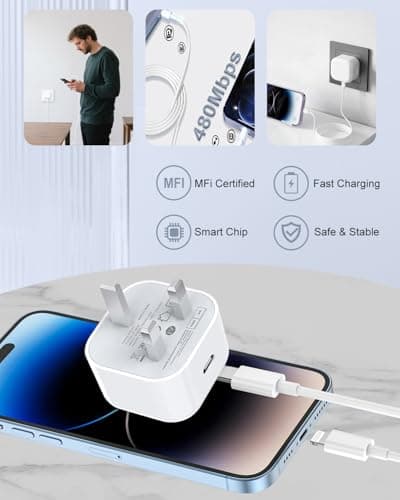 iPhone Charger Fast Charge,20W USB C Charger Plug with USB C to Lightning — view 2