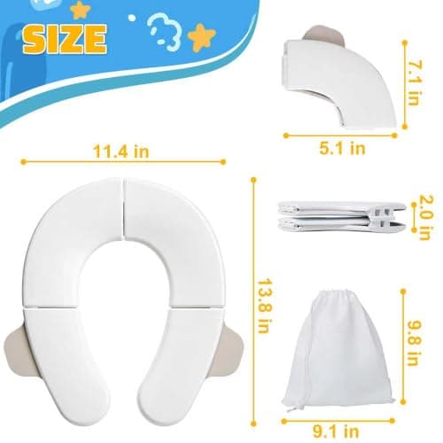 Hmeuest Foldable Travel Potty Seat for Toddlers & Kids, Portable Toilet Training Seat with Non-Slip Pads & Storage Bag, Safe & Hygienic Baby Potty Trainer for Home, Public Toilets, Travel, Hotels — view 2
