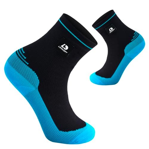 LEAKDRY Waterproof Socks,Breathable,Lightweight,Hiking,Running,Fishing,Unisex (UK, Alpha, S, Regular, Regular, Black/Blue)