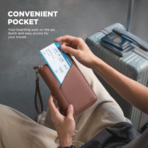 VULKIT Leather Passport Holder Family Travel Document Organizer with RFID Blocking Travel Wallet Slim Dual Slots SIM Card and Multiple Card Holders for Men and Women (Espresso) — view 5