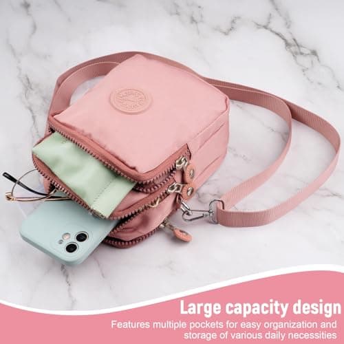 Pinboov Pink Small Cross Body Bag Women,Multi Pocket Shoulder Bags — view 5