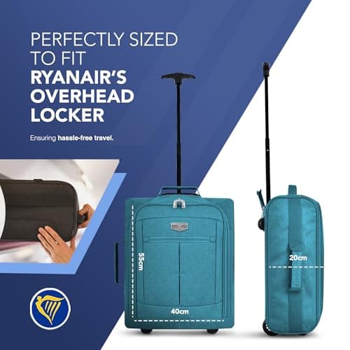 LUGG Cabin Size Lightweight Luggage - Durable 600D Polyester Snowflake Push Up Trolley - Solid Wheels - Easyjet, Ryanair, British Airways - Airway Locker (55x40x20cm) — view 2