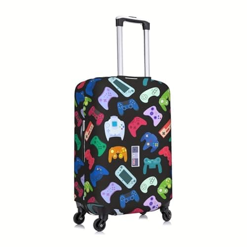 Richugui Interesting and Diverse Game Machines Luggage Cover Elastic Washable Stretch Suitcase Travel Suitcase Protector Anti-Scratch Cover for Kid and Adult,S (18-21 inch suitcase) — view 3