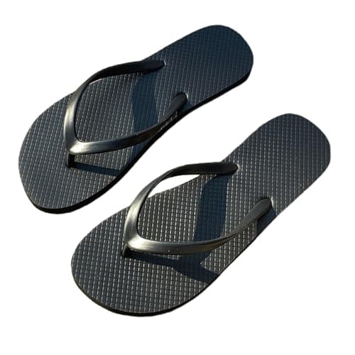 JiaYouLC Unisex Flip Flops Rubber Flatform Beach flipflops Slip-Resistant Flat Flip-Flop for Shower Swimming Pools (Black-A, Adult, Men, 8, Numeric Range, UK Footwear Size System, 9, Medium)