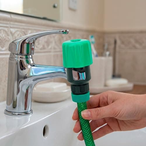 2PCS Hose Pipe Tap Connector Set, Universal Hose to Tap Connector with 12-16mm Adapter, Indoor Outdoor Tap to Hose Connector UK for Garden Watering, Car Washing, Kitchen and Bathroom Use — view 4