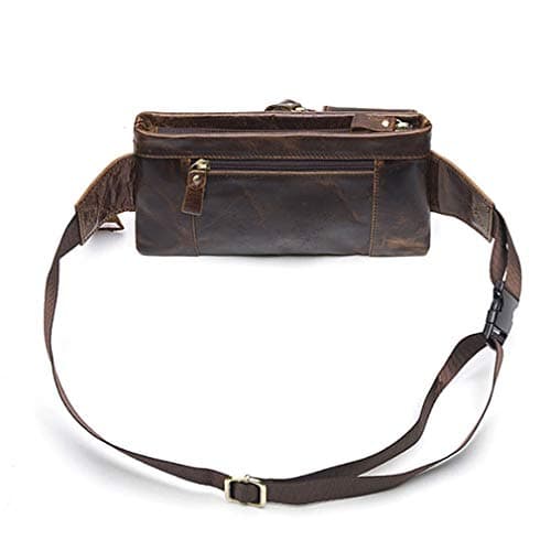 Xieben Vintage Leather Waist Bag Fanny Pack for Men Women Travel Hunting Hiking Climbing Multi-Purpose Hip Bum Belt Slim Cell Phone Purse Wallet Pouch Brown — view 4