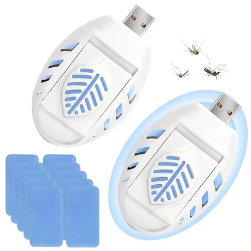 8.5 * 5cm USB Mosquito Repellent Plug In, 2 Pcs Portable USB Mosquito Killer, with 90 Repellents Tablets, Indoor Insect Repellent Plug In for Home Camping Hiking Car Summer Outdoor Travel
