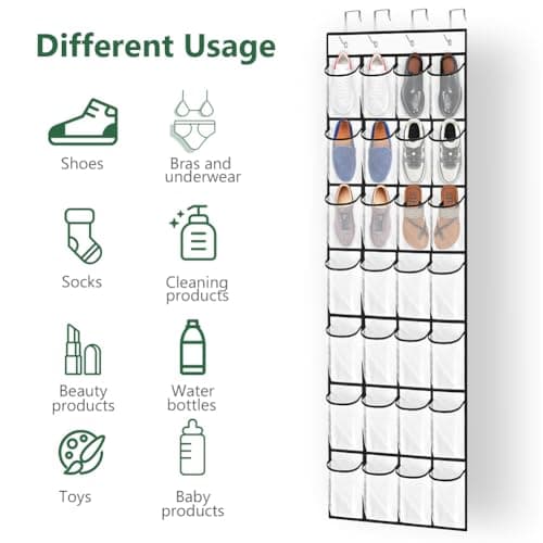 AUAUY Over the Door Shoe Storage Organiser, 28 Large Mesh Pockets — view 6