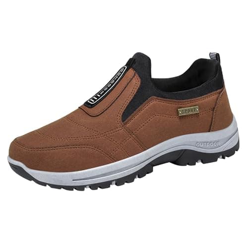 Hiking Shoes Mens Slip on Trainers Orthopedic Walking Shoes with Arch Support Lightweight Mesh Lining Hiking Shoe Wide Fit Outdoor Sneakers for Outdoor Trekking Camping Walking Coffee — view 5