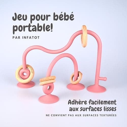 Infatot® Teething Suction Toy – Wood & Silicone Baby Toys 0-6 Months, Sensory Toy for Early Development, Suction Teether for High Chair, Baby Gift for Boys and Girls - Plum — view 3