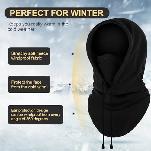 FEIKELUN Balaclava Ski Mask Snood Thermal Balaclavas for Men Winter Neck Warmer Women Snoods Windproof Fleece Hood Face Cover Hat Neck Gaiter for Motorcycle Fishing Walking Hiking Outdoor Sports — view 3