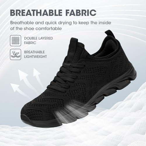 INYO Womens Trainers Running Shoes Fitness Sneakers Lightweight Breathable Jogging Walking Gym Sports Casual Trainers Tennis Shoes Black Size 5.5 UK — view 3