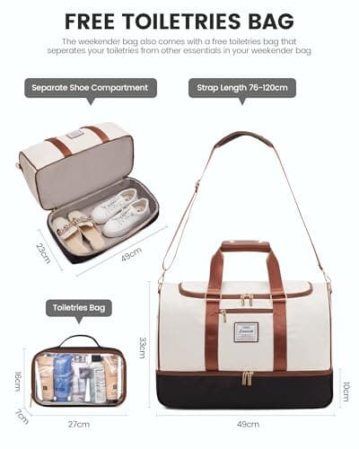 LOVEVOOK Travel Bags for Women, Waterproof Weekend Hospital Overnight Holdall with Toiletry Bag, Gym Yoga Bags with Shoe Compartment & Wet Pocket, Carry On Hand Luggage Bag for Travel Sports — view 2