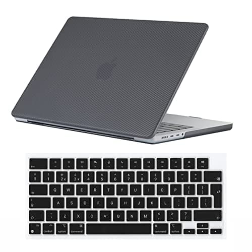Se7enline Compatible with 13 inch MacBook Air Case M2/M3/M4 Chip 2022-2025 for 13.6 inch Model A2681/A3113/A3240 Laptop Hard Shell Case with Keyboard Cover Skin,(Carbon Fiber) Black