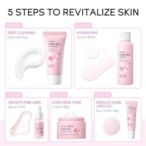 LAIKOU Sakura Skincare Set for All Skin Types 5PCS Travel-Friendly Sizes — view 4