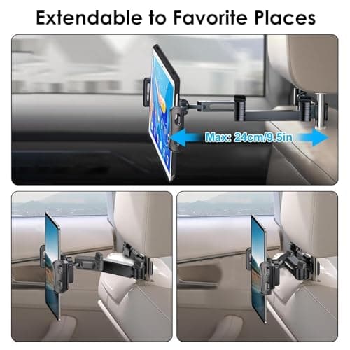 Linkstyle Car Tablet Holder, Stretchable Headrest Tablet Mount — view 4