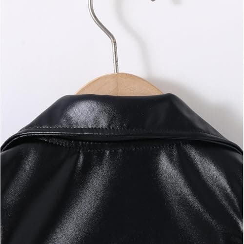 TTHVYE Kids Faux Leather Gilets Boys Girls Casual Jackets Zip Up Coats with Pockets Solid Color Waistcoat Athletic Walking Travel Outerwear Children Windproof Winter Tops Age 1-13 Years — view 3