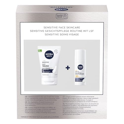 NIVEA MEN Sensitive Face Skincare Gift Pack (2 Products), Gift Set For Men, Includes Face Wash (100ml) and Daily Moisturiser With SPF30 (50ml), Ideal For Sensitive Skin — view 3
