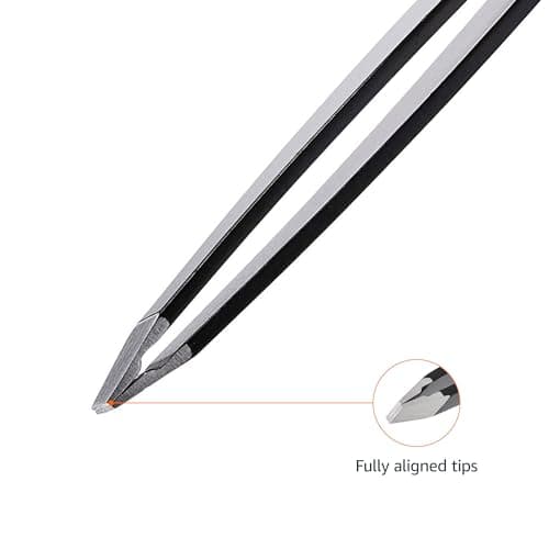 Amazon Basics Set of 4 Pack Professional Stainless Steel Tweezers for Facial Hair, Eyelash, Eyebrow or Ingrown Hair, with Travel Case, Black — view 3