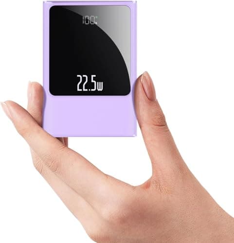 22.5W Super Fast Power Bank 10000mAh USB C Outputs & Inputs Portable phone Charger Mini Battery Pack Compatible with iPhone Samsung Tablet and More (Purple)