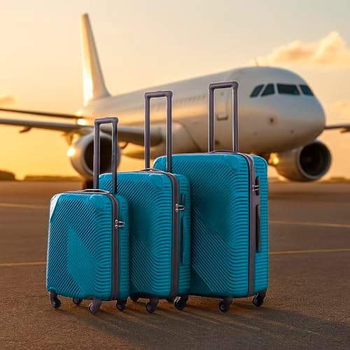Neo 3 Piece Hard Shell Luggage Suitcase Set ABS Expandable Handle Lightweight Durable Trolley Travel with 360 Spinner Wheels Inbuilt Lock 20" 24" 28" (Electric Blue) — view 2