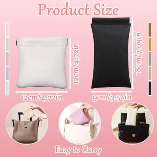 10Pcs Snap Closure Organizer Pouch, XingyLi No Zipper Leather Pocket Cosmetic Bags, Waterproof Portable Mini Makeup Bag, Self Closing Coin Purse Squeeze Travel Pouch for Headphones Jewelry Glasses — view 2