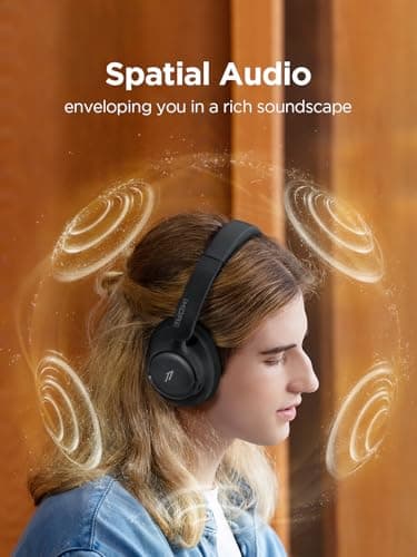 1MORE HQ31 Over-Ear Headphones, Hybrid Active Noise Cancelling Headphones with Hi-Res Audio, 90H Playtime, Foldable Design, Wired Mode Available, Clear Calls, Preset EQ Via App, Multipoint Connection — view 2