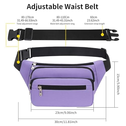 IHIGOGOFA Bumbags Waist Fanny Pack Fashion Bum Bag with 65cm Extended Belt for Dog Walking Climbing Hiking Travel Cycling Girls Ladies Men Women — view 5