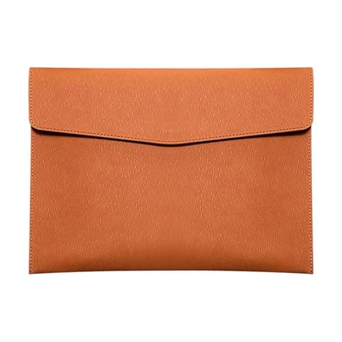 Skyzone A4 Document Folder Wallet, PU Leather Travel Document Holder Organizer, Waterproof File Folder with Snap Closure, Multifunctional File Envelope Portfolio Storage Case (Brown)